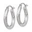 14k White Gold Satin & Diamond-cut 3 mm Round Hoop Earrings