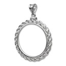 14K White Gold Screw-Top Rope Polished Coin Bezel - 32.7 mm