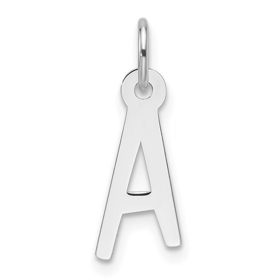 14K White Gold Slanted Block Letter A Initial Charm - 18 mm 14K White Gold Slanted Block Letter A Initial Charm - 18 mm