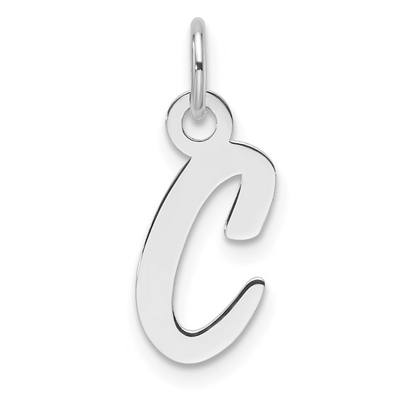 14K White Gold Slanted Block Letter C Initial Charm - 18.7 mm 14K White Gold Slanted Block Letter C Initial Charm - 18.7 mm