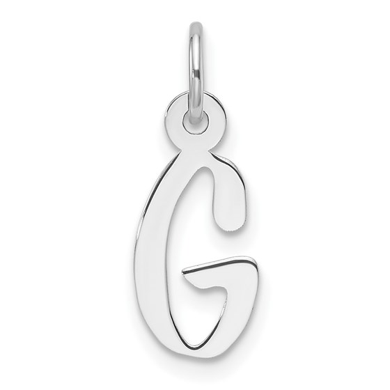 14K White Gold Slanted Block Letter G Initial Charm - 18.7 mm 14K White Gold Slanted Block Letter G Initial Charm - 18.7 mm