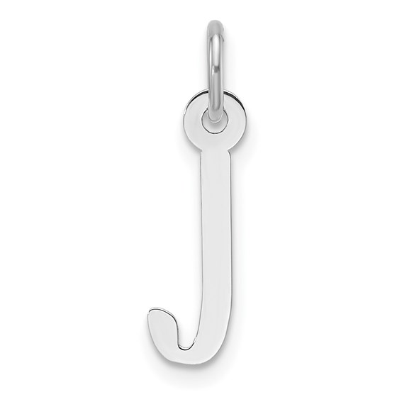 14K White Gold Slanted Block Letter J Initial Charm - 19 mm 14K White Gold Slanted Block Letter J Initial Charm - 19 mm