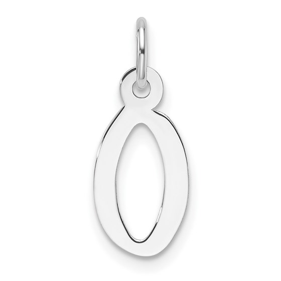 14K White Gold Slanted Block Letter O Initial Charm - 18.6 mm 14K White Gold Slanted Block Letter O Initial Charm - 18.6 mm