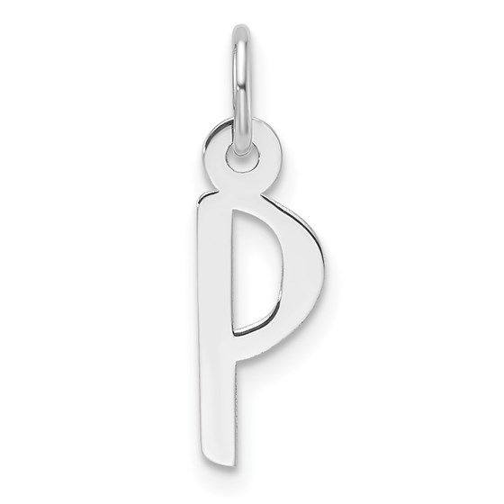 14K White Gold Slanted Block Letter P Initial Charm - 18.7 mm 14K White Gold Slanted Block Letter P Initial Charm - 18.7 mm