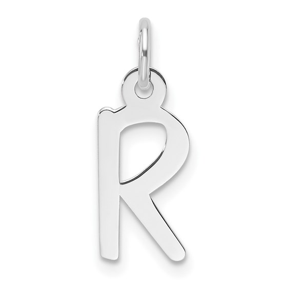14K White Gold Slanted Block Letter R Initial Charm - 18.7 mm 14K White Gold Slanted Block Letter R Initial Charm - 18.7 mm