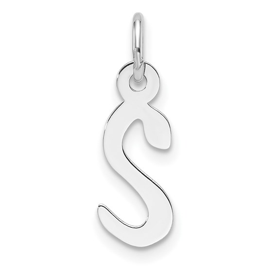 14K White Gold Slanted Block Letter S Initial Charm - 19 mm 14K White Gold Slanted Block Letter S Initial Charm - 19 mm