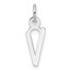 14K White Gold Slanted Block Letter V Initial Charm - 19 mm