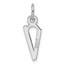 14K White Gold Slanted Block Letter V Initial Charm - 19 mm