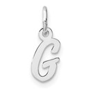 14K White Gold Small Script Letter G Initial Charm - 15 mm