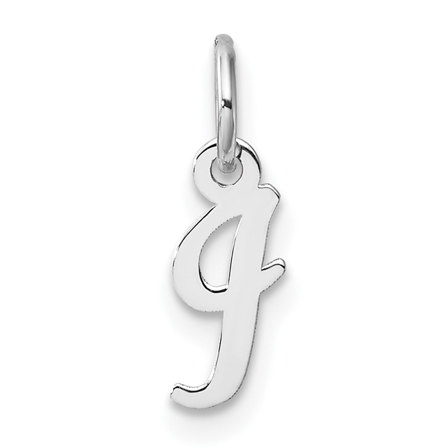 14K White Gold Small Script Letter I Initial Charm - 15.2 mm