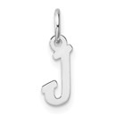 14K White Gold Small Script Letter J Initial Charm - 15 mm