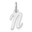 14K White Gold Small Script Letter N Initial Charm - 15 mm