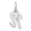 14K White Gold Small Script Letter N Initial Charm - 15 mm
