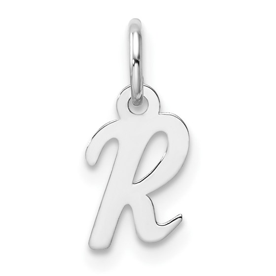 14K White Gold Small Script Letter R Initial Charm - 15 mm 14K White Gold Small Script Letter R Initial Charm - 15 mm