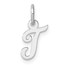 14K White Gold Small Script Letter T Initial Charm - 15 mm