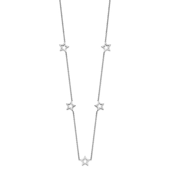 14K White Gold Star w/2in Extension Necklace - 16 in.