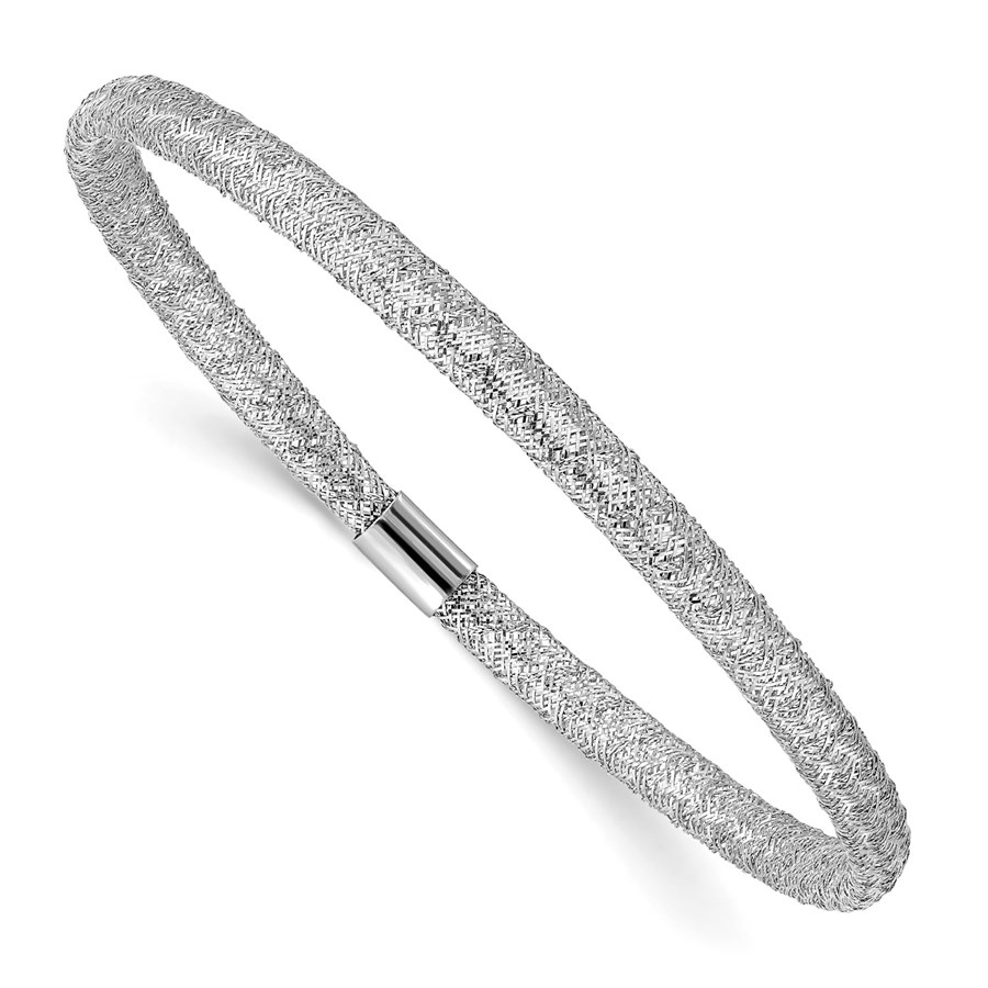 14K White Gold Stretch Mesh Bracelet in.