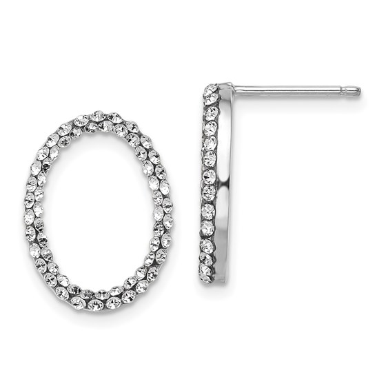 14K White Gold Swarovski Crystal Post Dangle Earrings - 17.5 mm 14K White Gold Swarovski Crystal Post Dangle Earrings - 17.5 mm