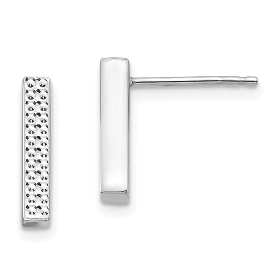 14k White Gold Textured Bar Post Earrings 14k White Gold Textured Bar Post Earrings