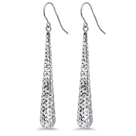 14k White Gold Textured Dangle Earrings 14k White Gold Textured Dangle Earrings