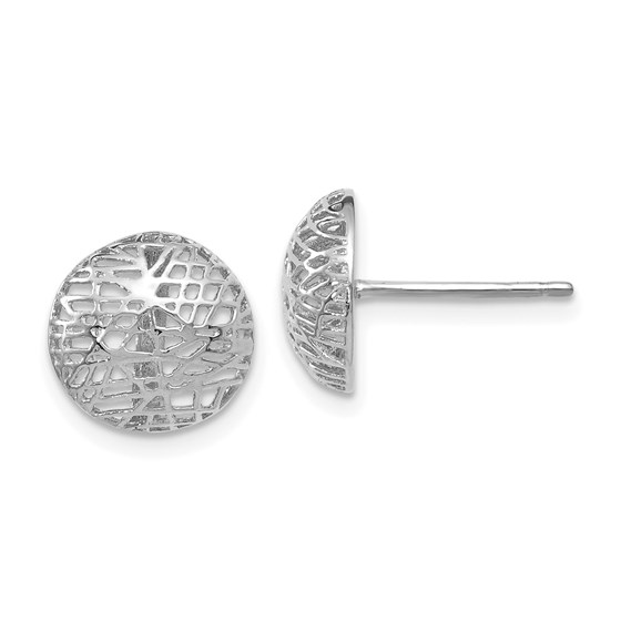 14K White Gold Textured Post Earrings - 10 mm 14K White Gold Textured Post Earrings - 10 mm