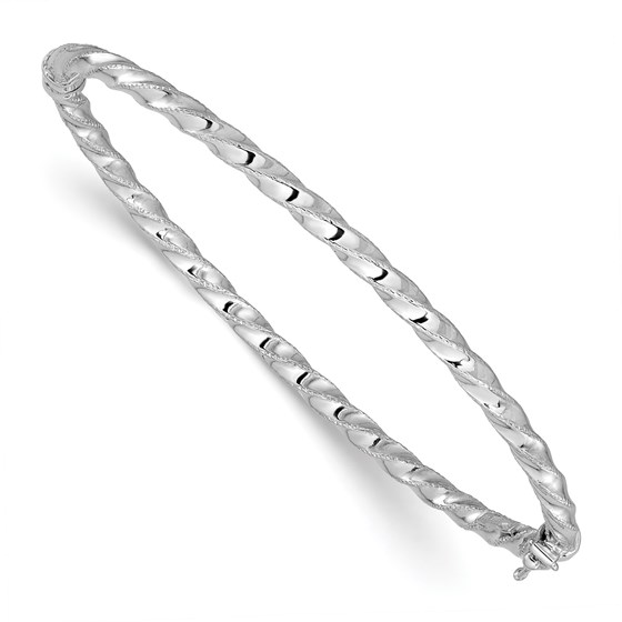 14K White Gold Twisted 3.20mm Hinged Bangle 14K White Gold Twisted 3.20mm Hinged Bangle