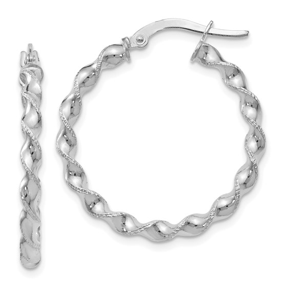 14K White Gold Twisted Hoop Earrings - 26 mm 14K White Gold Twisted Hoop Earrings - 26 mm