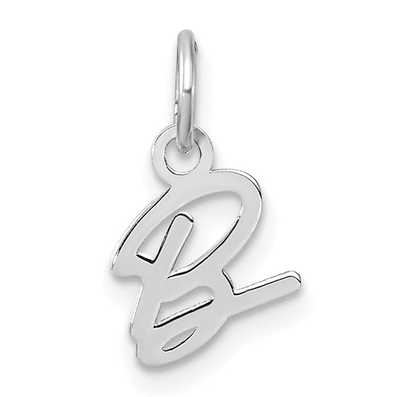 14K White Gold Uppercase Letter B Initial Charm - 15.6 mm
