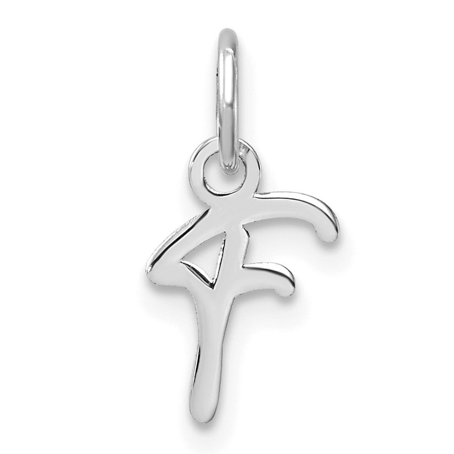 14K White Gold Uppercase Letter F Initial Charm - 15.4 mm