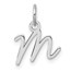 14K White Gold Uppercase Letter M Initial Charm - 16 mm