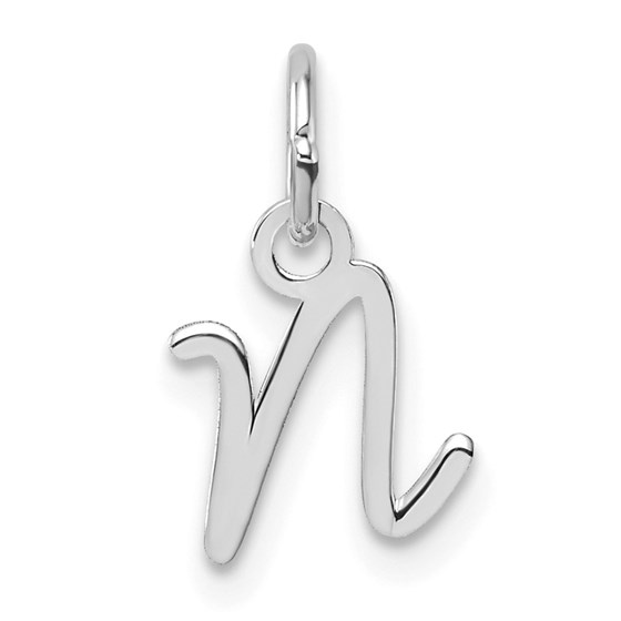 14K White Gold Uppercase Letter N Initial Charm - 15 mm 14K White Gold Uppercase Letter N Initial Charm - 15 mm