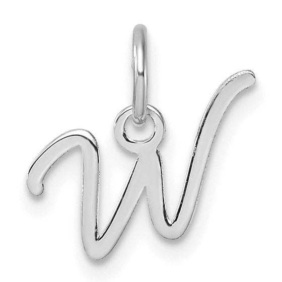 14K White Gold Uppercase Letter W Initial Charm - 13 mm 14K White Gold Uppercase Letter W Initial Charm - 13 mm