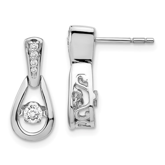 14k White Gold Vibrant Diamond Earrings - 17 mm 14k White Gold Vibrant Diamond Earrings - 17 mm