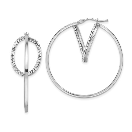 14K White Gold w/ Swarovski Crystals Hoop Earrings - 39.5 mm 14K White Gold w/ Swarovski Crystals Hoop Earrings - 39.5 mm