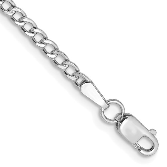 14K White Gold WG 2.5mm Semi-Solid Curb Link Chain - 8 in. 14K White Gold WG 2.5mm Semi-Solid Curb Link Chain - 8 in.