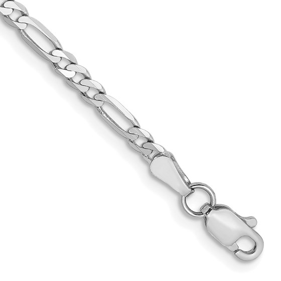 14K White Gold WG 2.75mm Flat Figaro Chain - 8 in. 14K White Gold WG 2.75mm Flat Figaro Chain - 8 in.