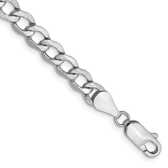 14K White Gold WG 5.25mm Semi-Solid Curb Chain - 9 in. 14K White Gold WG 5.25mm Semi-Solid Curb Chain - 9 in.