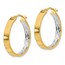 14K & White Rhodium Polished & D/C Hoop Earrings - 24.52 mm