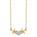 14K & White Rhodium Sand Dollar Starfish Necklace - 18 in.