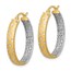 14k with Rhodium Diamond-cut Two-Tone Hoop Earrings - 25 mm