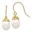 14k Yellow Au White Rice Cultured Pearl Dangle Earrings - 7-8 mm