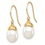 14k Yellow Au White Rice Cultured Pearl Dangle Earrings - 7-8 mm