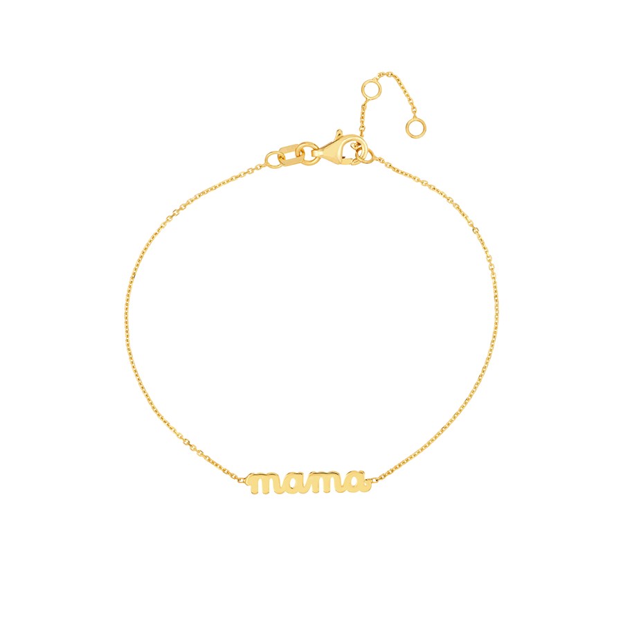 14K Yellow Gold 0.8 mm DC Cable Doodle Mama Bracelet - 7.25 in.