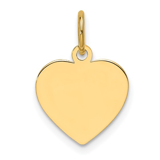 14K Yellow Gold .013 Gauge Engravable Heart Disc Charm - 18.3 mm
