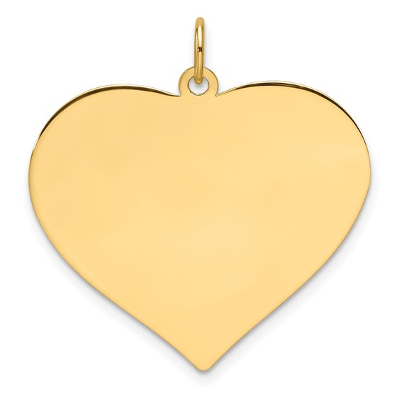 14K Yellow Gold .013 Gauge Engravable Heart Disc Charm - 31.3 mm 14K Yellow Gold .013 Gauge Engravable Heart Disc Charm - 31.3 mm
