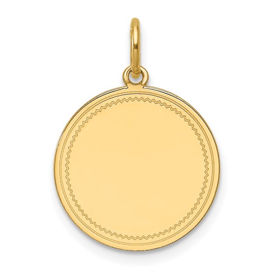 14K Yellow Gold .013 Gauge Engravable Round Disc Charm - 21.2 mm