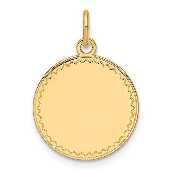 14K Yellow Gold .013 Gauge Engravable Round Disc Charm - 21.5 mm