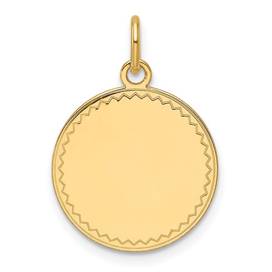 14K Yellow Gold .013 Gauge Engravable Round Disc Charm - 21.5 mm 14K Yellow Gold .013 Gauge Engravable Round Disc Charm - 21.5 mm