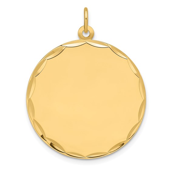 14K Yellow Gold .013 Gauge Engravable Round Disc Charm - 31.3 mm 14K Yellow Gold .013 Gauge Engravable Round Disc Charm - 31.3 mm