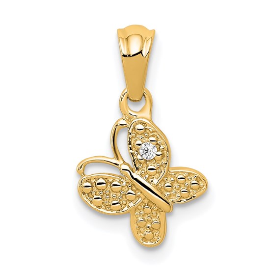 14K Yellow Gold .01ct. Diamond Butterfly Pendant - 16.8 mm 14K Yellow Gold .01ct. Diamond Butterfly Pendant - 16.8 mm